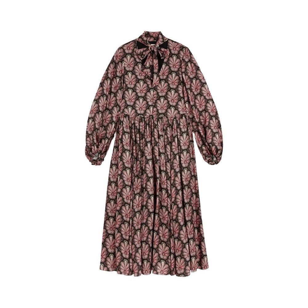 NWT Ted Baker Dhana in Black Floral Tie Neck Relaxed Maxi Dress 0 $525